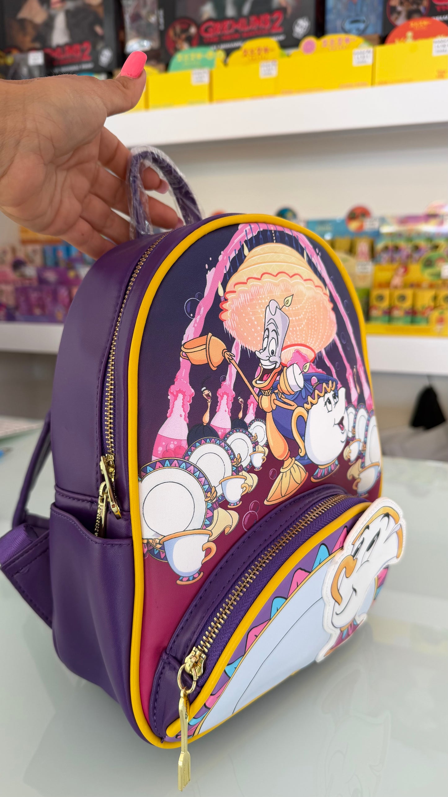 Zaino Mini Disney La Bella e la Bestia – Lumière, Tockins e Mrs. Bric | Prodotto Ufficiale