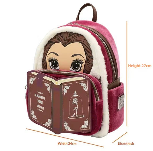Zaino Loungefly Disney Belle – Pelle Vegana, Tasca Frontale, Zip