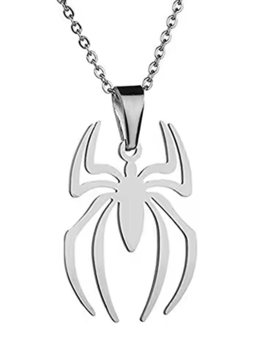 🕷️ Collana Spider-Man in Acciaio – Logo Ragno (Argento o Nero)
