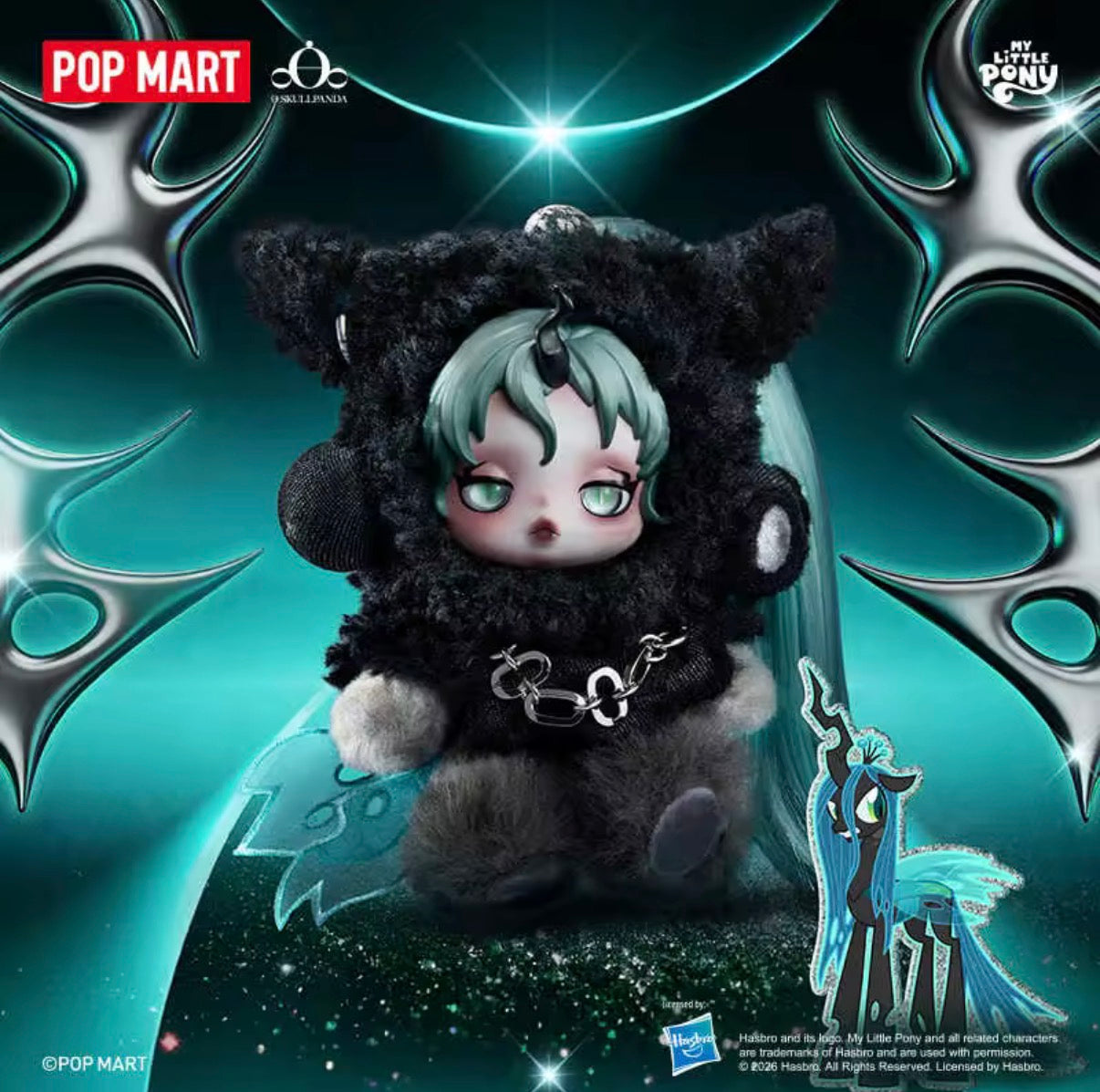 Pop Mart × My Little Pony Skullpanda Plush Doll Pendant Blind Box – Portachiavi Peluche Collezionabile