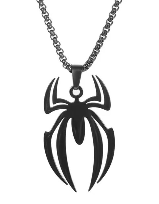 🕷️ Collana Spider-Man in Acciaio – Logo Ragno (Argento o Nero)